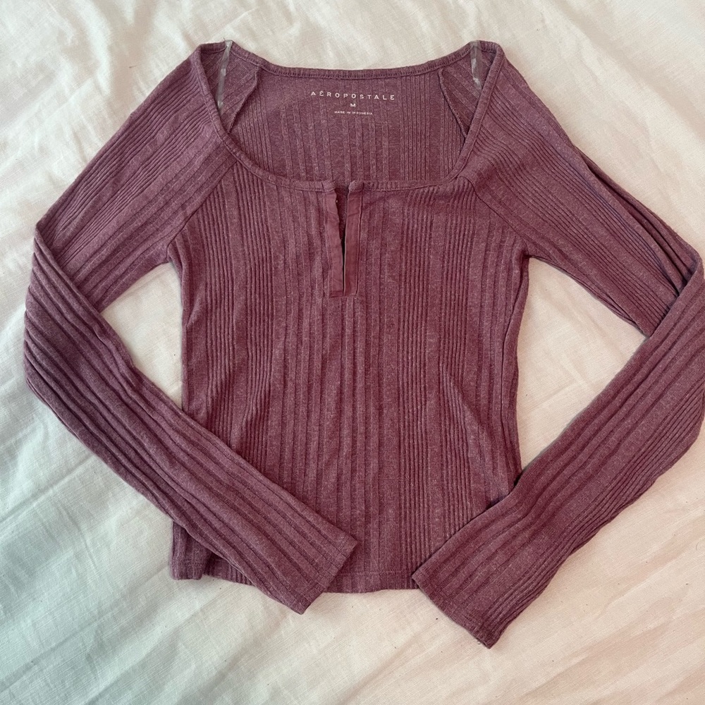 Aeropostale Long Sleeve Hook Henley Top